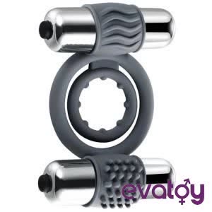 Evatoy Shequ Double Bullet Çift Uyarıcılı Titreşimli Penis Halkası