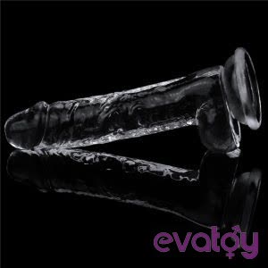 Evatoy Yeni Nesil 19 Cm Ultra Soft Vantuzlu Şeffaf Damarlı Penis Dildo