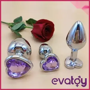 Evatoy Kalp Şekilli Renkli Taşlı Anal Plug
